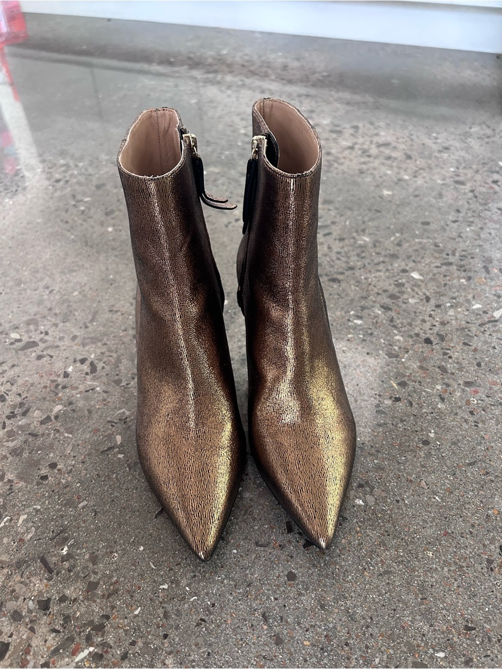 Boden Metallic gold/bronze Pointed Toe Ankle Booties